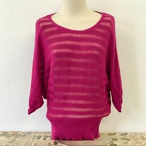 Elle Sheer Knit Top Size S Pink 3/4 Sleeve